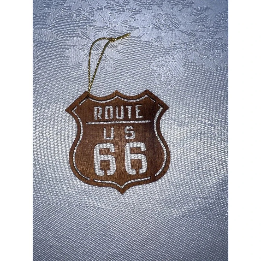 Route 66 Wood Laser Cut Hanging  Ornament US Souvenir Collectible Travel